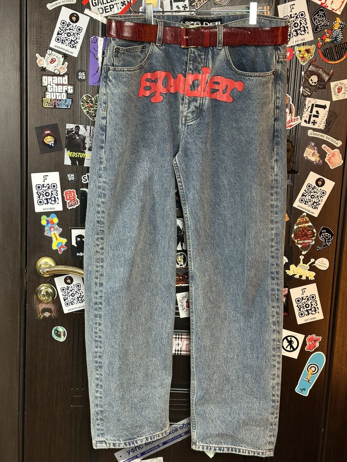 Sp5der Spider Worldwide “Spider” V3 Indigo Denim Jeans Size US 32 / EU 48 - 2 Thumbnail