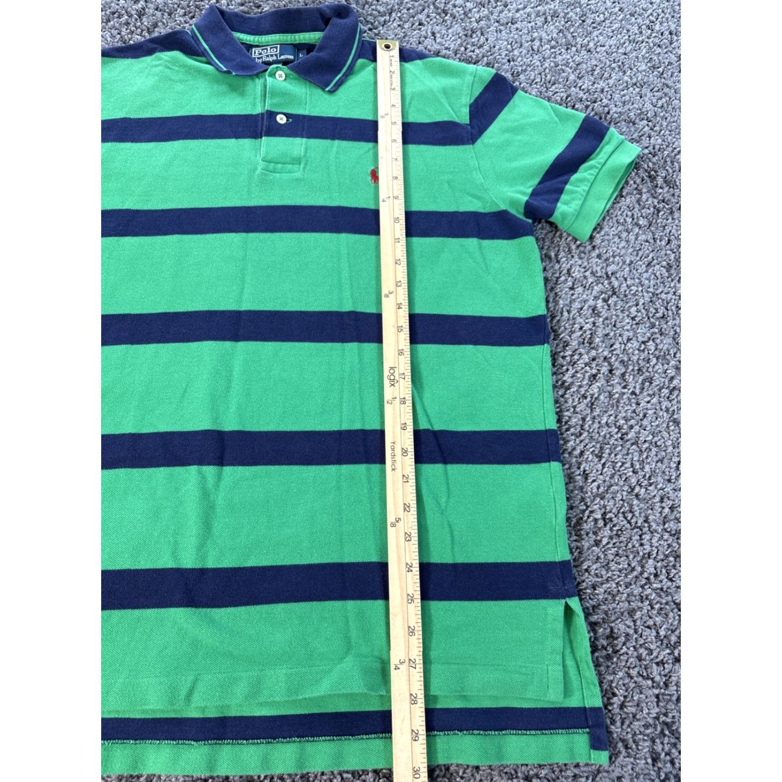 Polo Ralph Lauren VINTAGE Polo Ralph Lauren Polo Shirt Men Sz L Blue Green Striped Short Sleeve Size US L / EU 52-54 / 3 - 2 Thumbnail