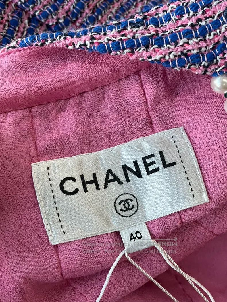 Chanel Chanel 23P purple tweed pearl strap dress Size S / US 4 / IT 40 - 4 Thumbnail