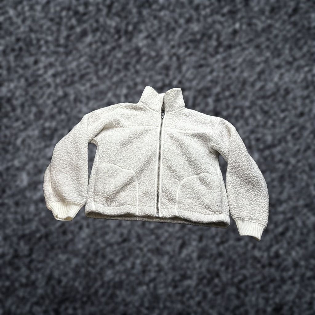 Abercrombie & Fitch VINTAGE Abercrombie & Fitch Womens Medium White Sherpa Nylon Full Zip Fleece Jacket Size M / US 6-8 / IT 42-44 - 1 Thumbnail