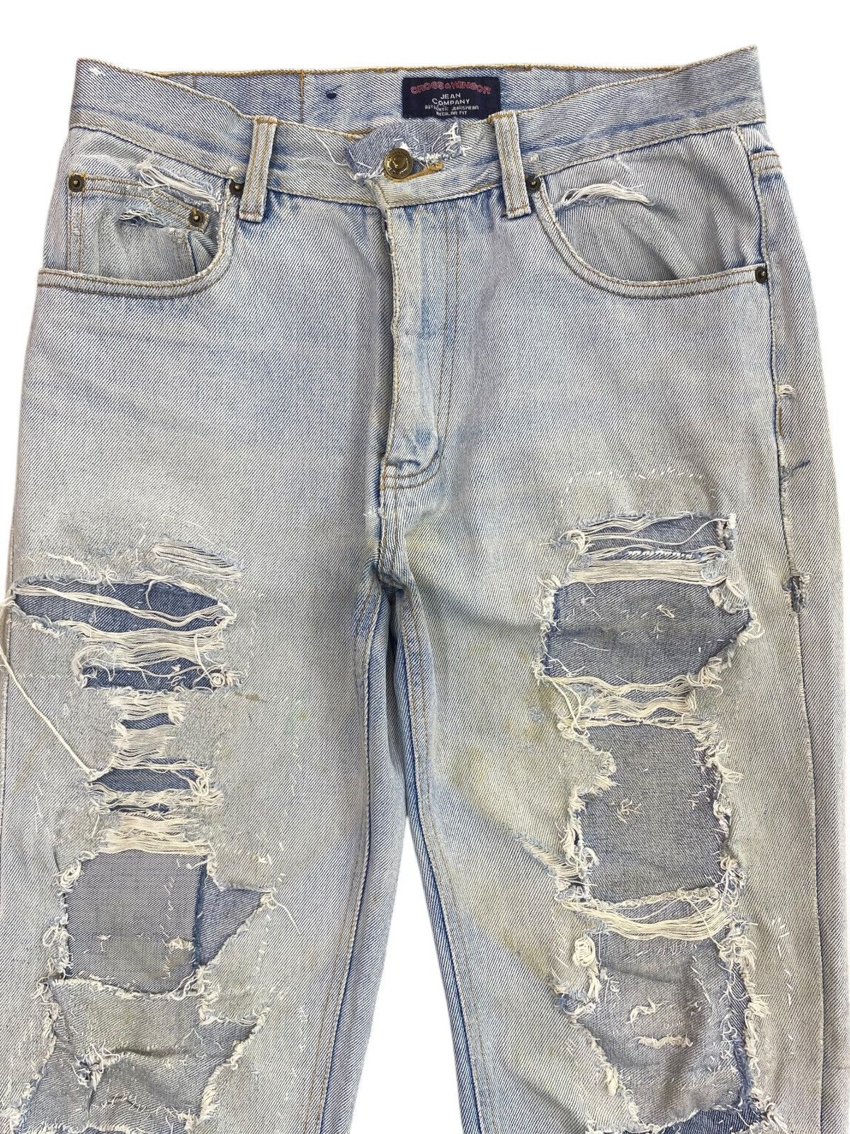 Japanese Brand Japanese Brand Light Wash Style Distressed Patch Work Jeans Size US 30 / EU 46 - 2 Thumbnail