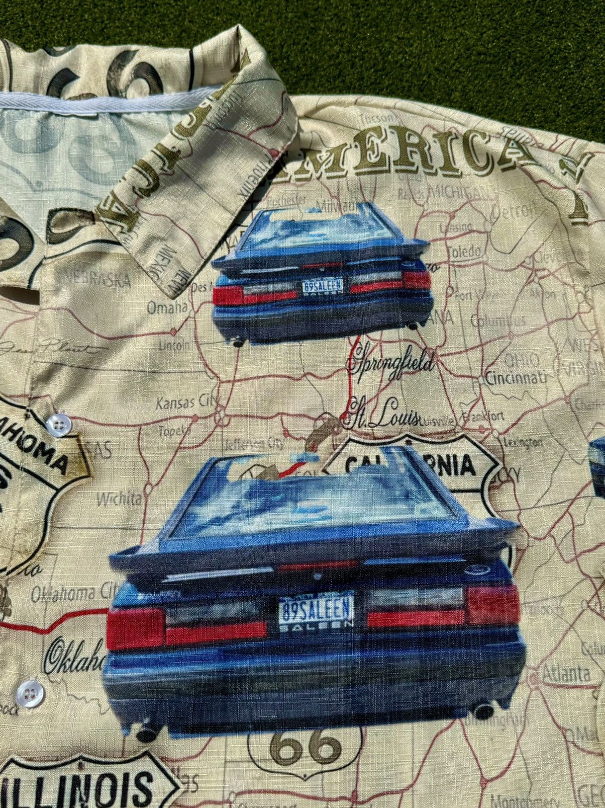 Vintage 1989 Ford Mustang Racing Car Button Up Hawaiian Shirt Size US XXL / EU 58 / 5 - 4 Thumbnail