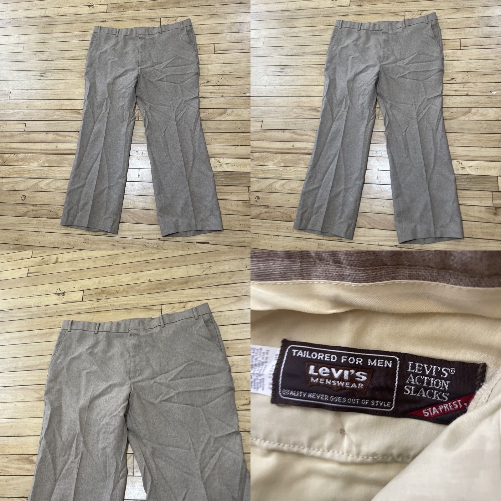 Levi's VINTAGE Levi's Action Slacks Pants Men 40x28 Brown STA-PREST Flat Wide Trousers Karriere Size US 36 / EU 52 - 9 Thumbnail