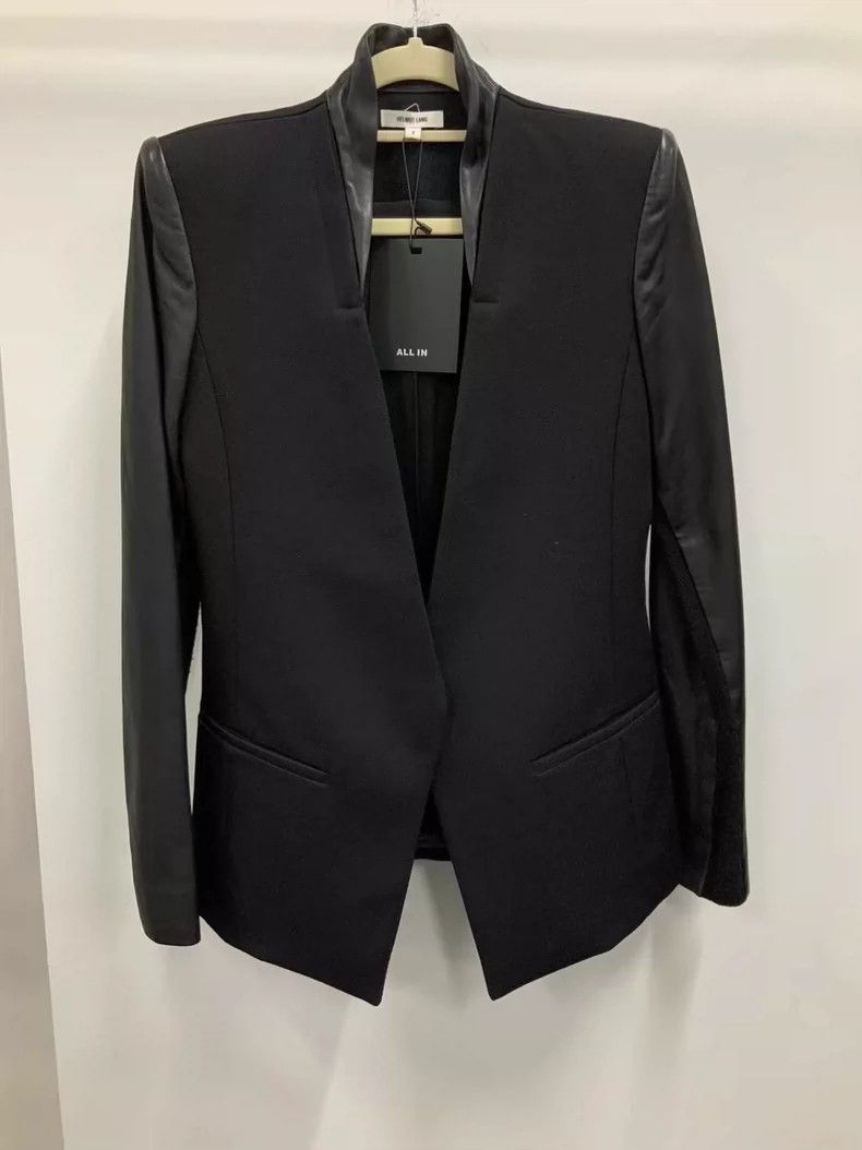 Helmut Lang HELMUT LANG size2 Black woolen sheepskin tailored suit Size 38R - 1 Thumbnail