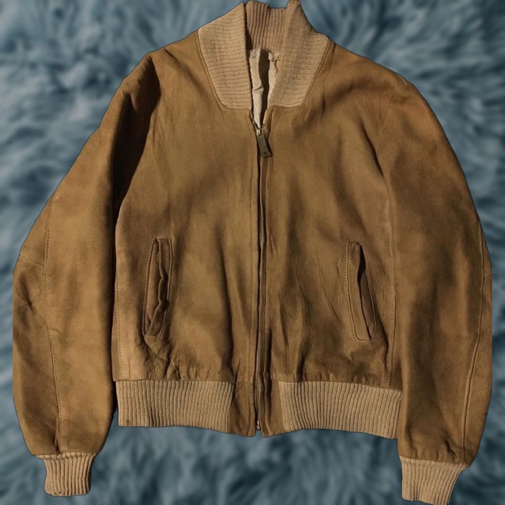 Vintage VINTAGE 50s Suede Bomber Jacket S Brown Distress Zip Conmatic Cowboy Biker Grunge Size US S / EU 44-46 / 1 - 1 Thumbnail