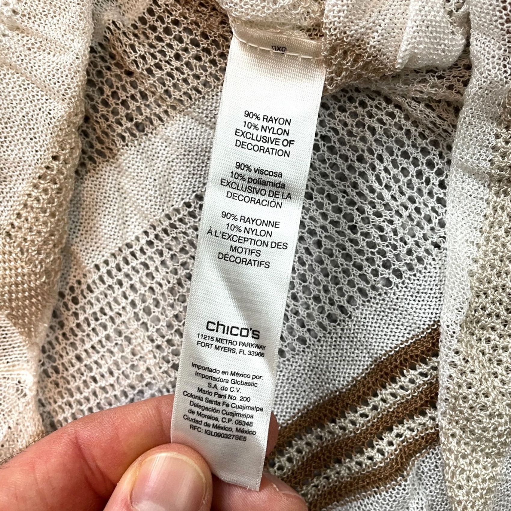 Vintage Chico's Fit and Flare Sweater Dress womens Dress S Beige Striped V-Neck Sleeveless Knitted Beaded Midi New with Tags Size S / US 4 / IT 40 - 3 Thumbnail