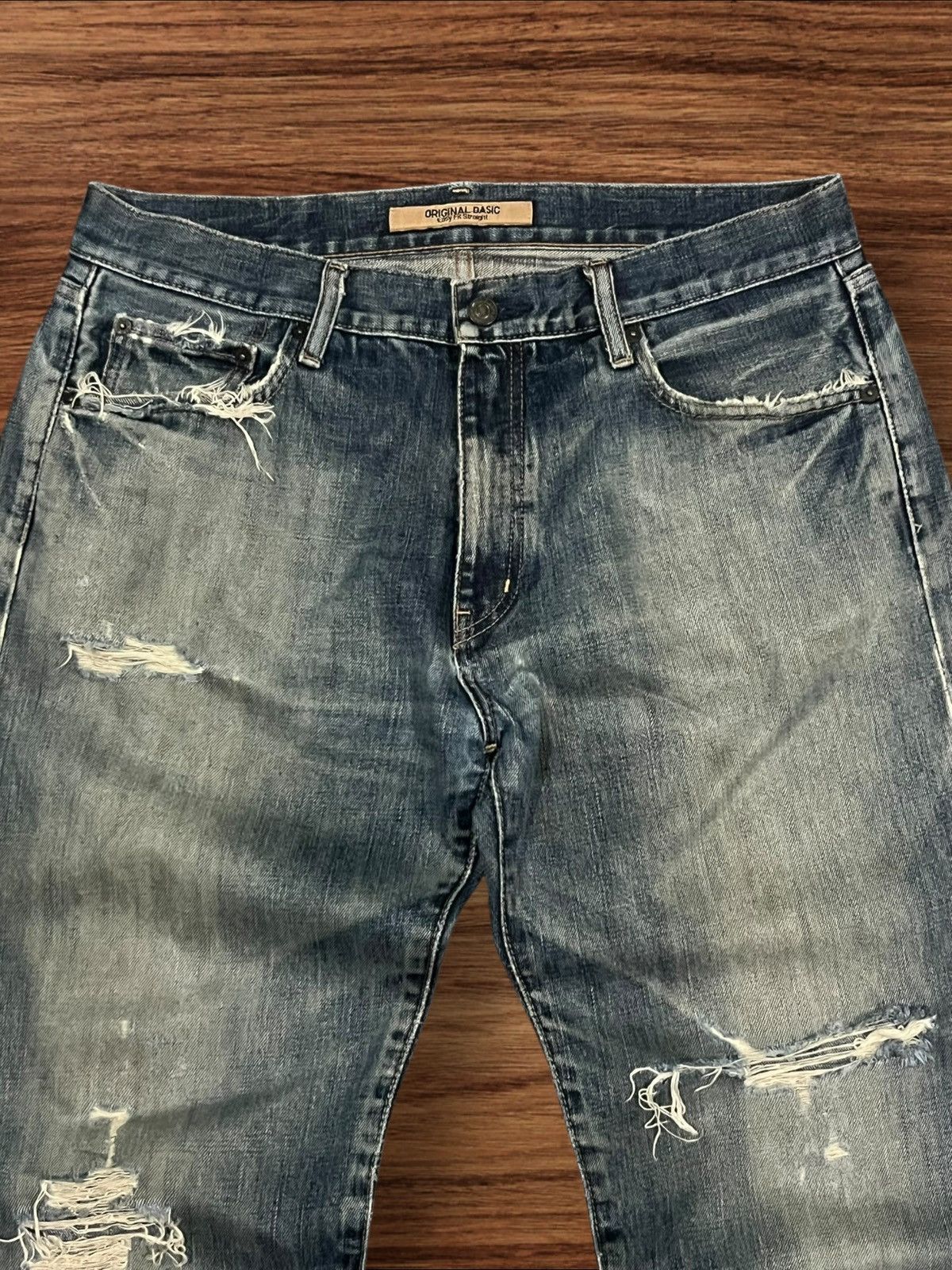 Jun Takahashi Vintage Japanese Brand Uniqlo Trash Ripped Classic Fit Jeans Size US 34 / EU 50 - 4 Thumbnail