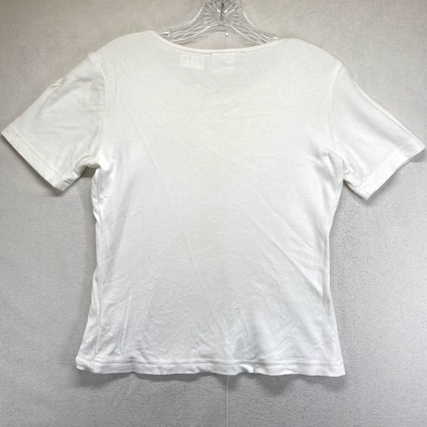 Vintage VINTAGE Clio White Blouse Petite Short Sleeve Round Neck USA 80s 90s Casual Woman Size M / US 6-8 / IT 42-44 - 2 Thumbnail