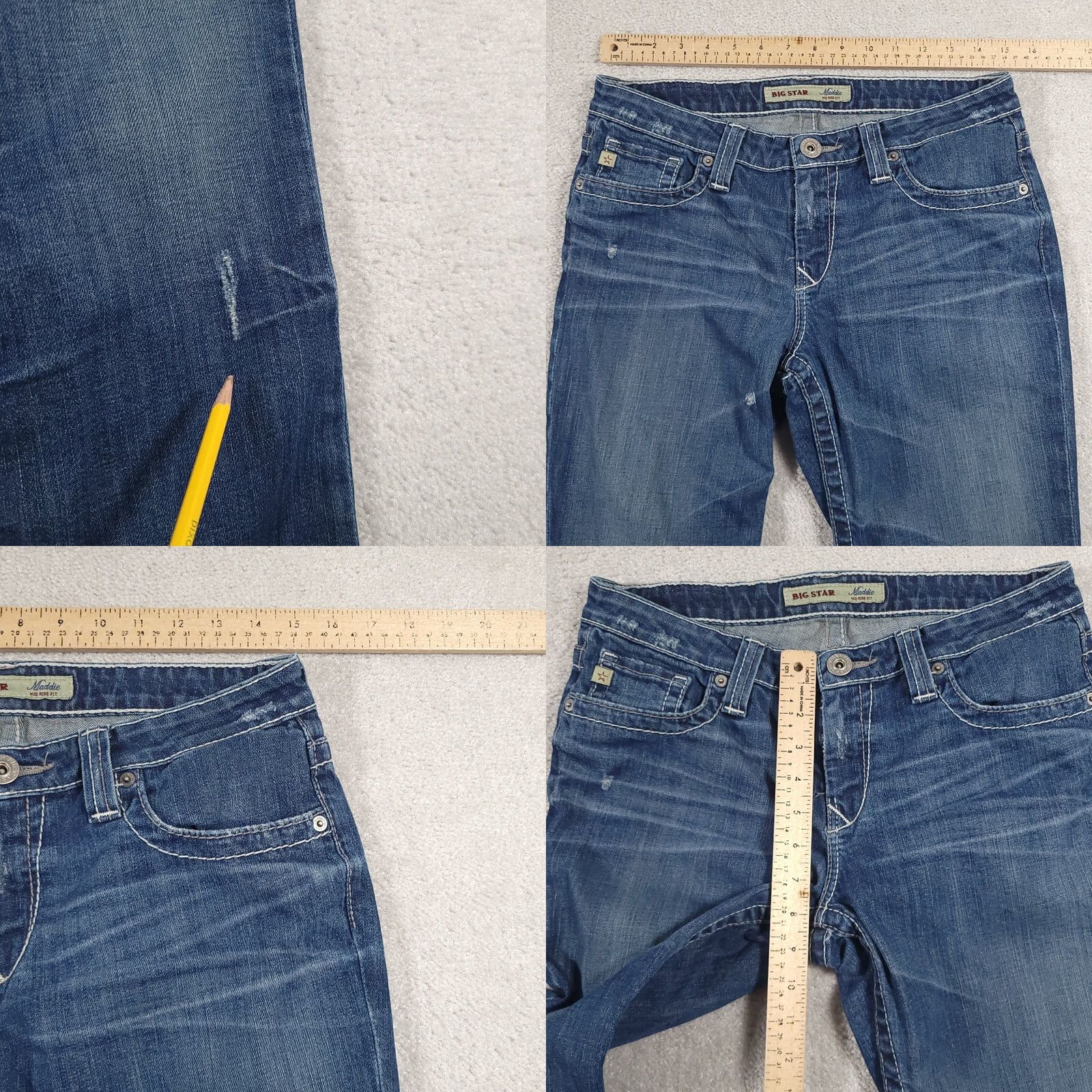Denime BIG STAR Jeans Women's 28L Maddie Mid Rise Distressed Stretch Denim Cowgirl Jeans Size 28" / US 6 / IT 42 - 8 Thumbnail