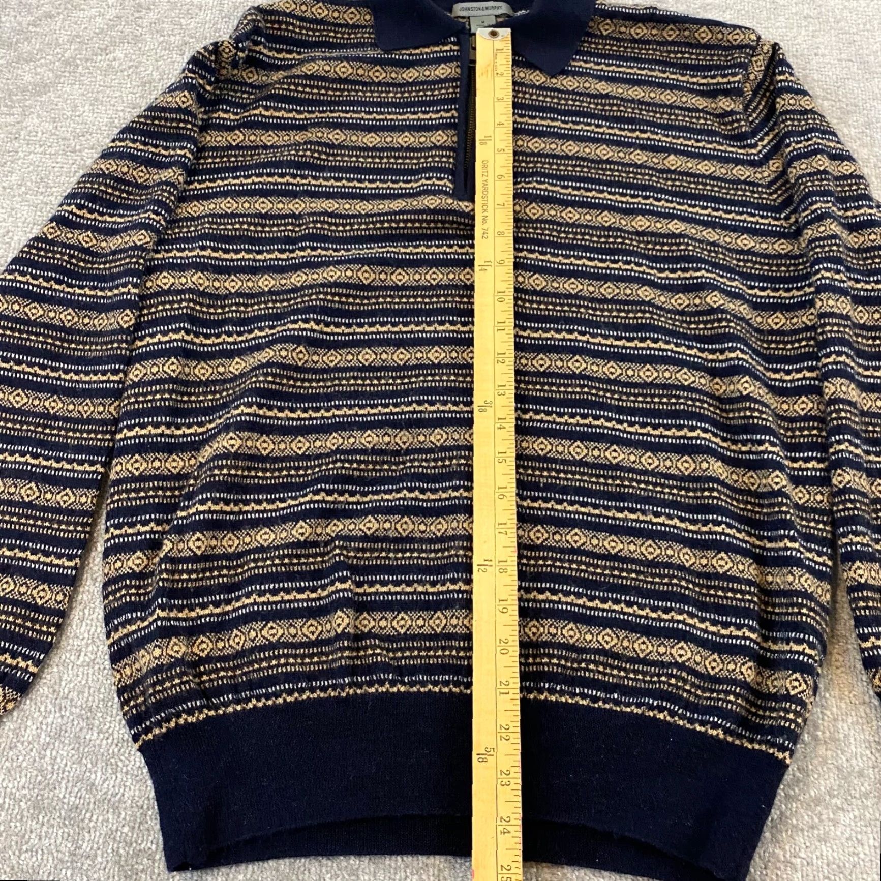 Johnston & Murphy VINTAGE Johnston & Murphy Mens Sweater Medium Collared Pullover Wool Striped All Seasons Size US M / EU 48-50 / 2 - 4 Thumbnail