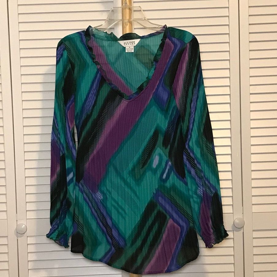 Other Allison Taylor Ruffled Stretch V-Neck Long Sleeve Blouse M Size M / US 6-8 / IT 42-44 - 1 Thumbnail