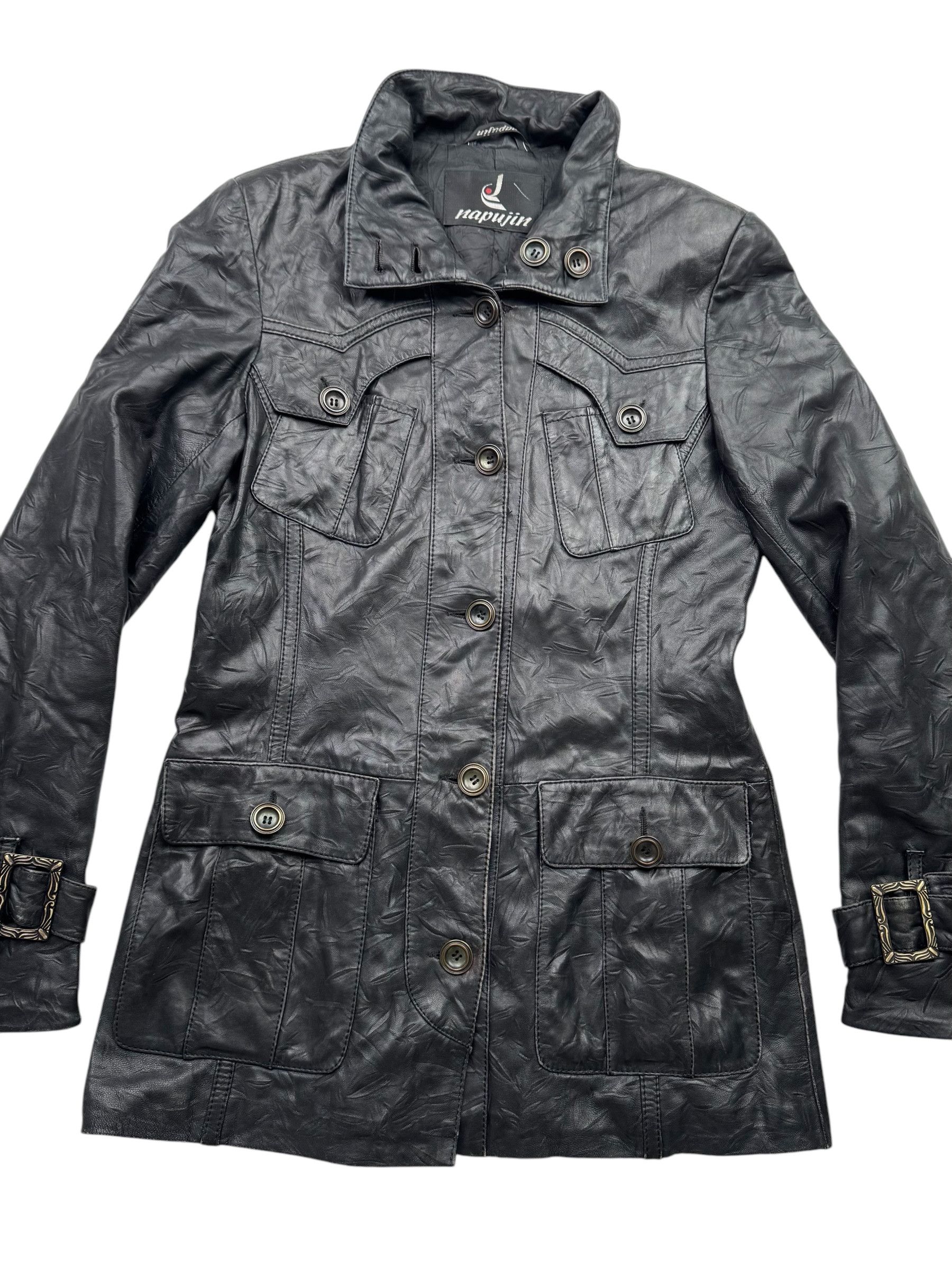 Japanese Brand Vintage Leather Jacket With Belted W155(V9) Size S / US 4 / IT 40 - 2 Thumbnail