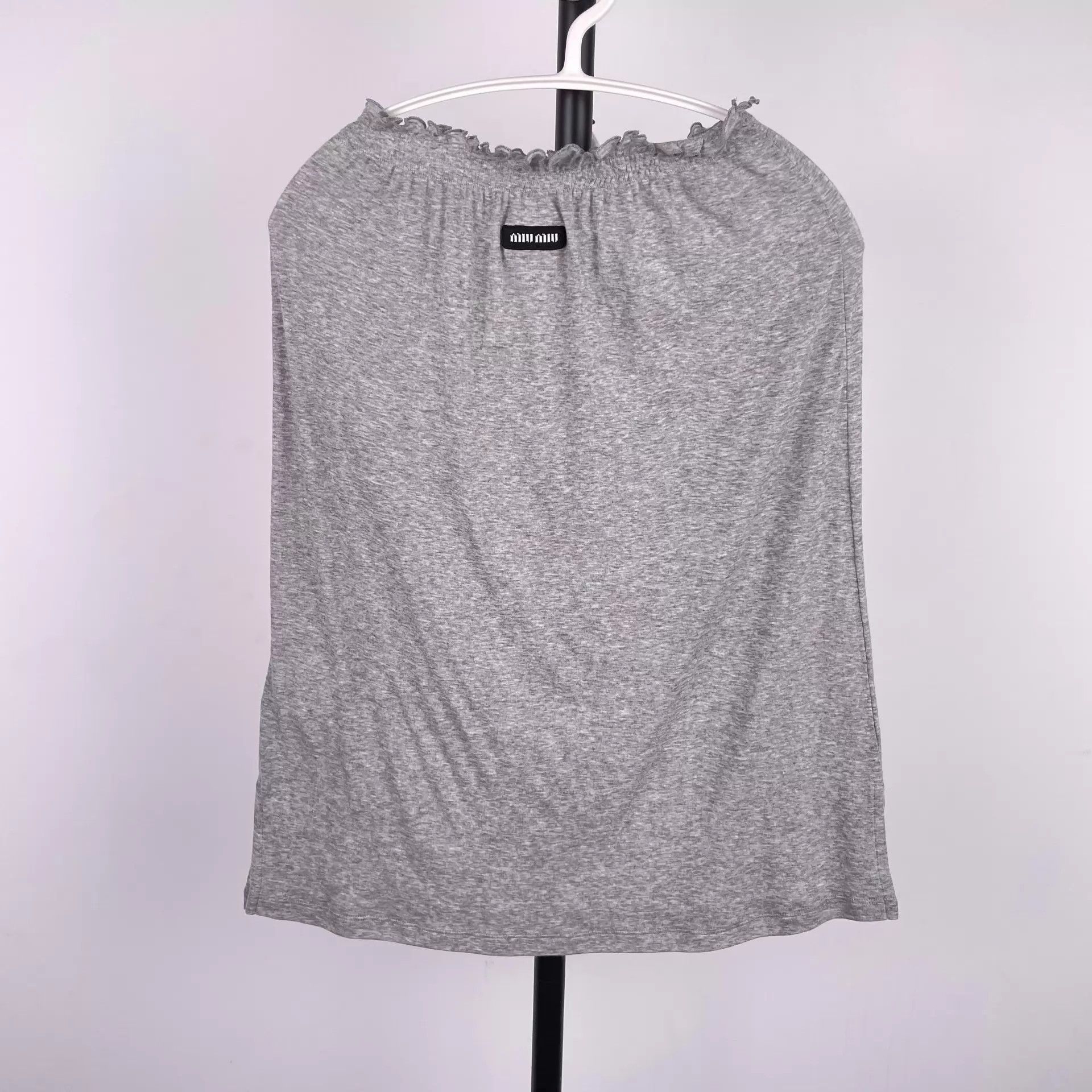 Miu Miu MIU MIU Women's Gray Ribbed Knit Sporty Skirt Size 25" / US 0 / IT 36 - 1 Thumbnail