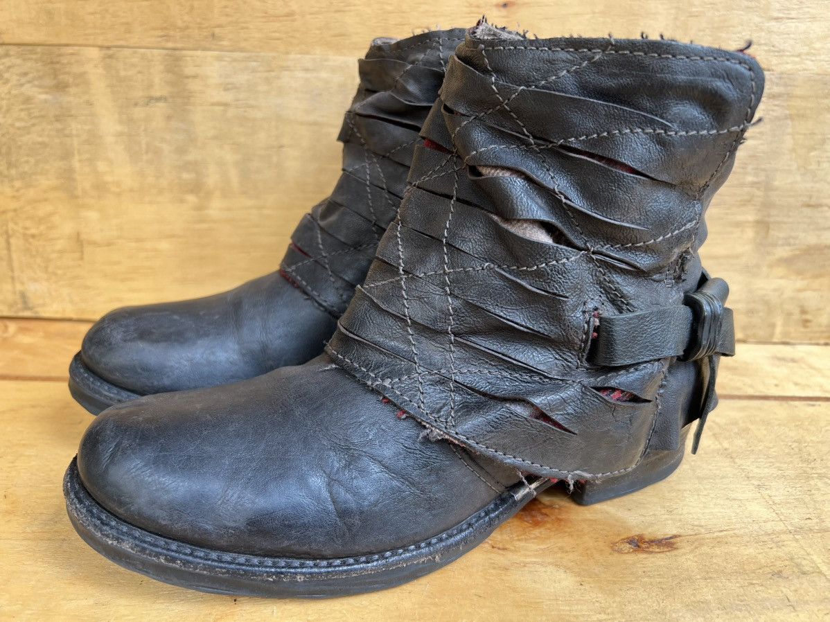 Airstep AS98 Gray Leather Boho Biker Ankle Boots