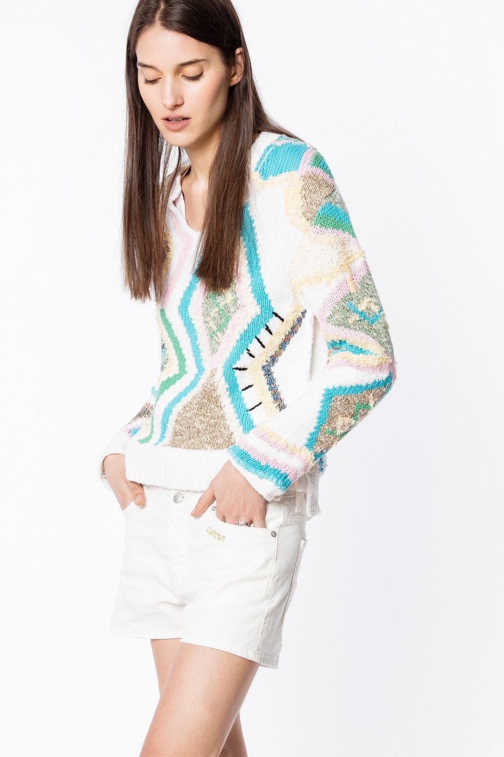 Zadig & Voltaire Sonny Kilim Carpet Intarsia Pullover Size XS / US 0-2 / IT 36-38 - 2 Thumbnail