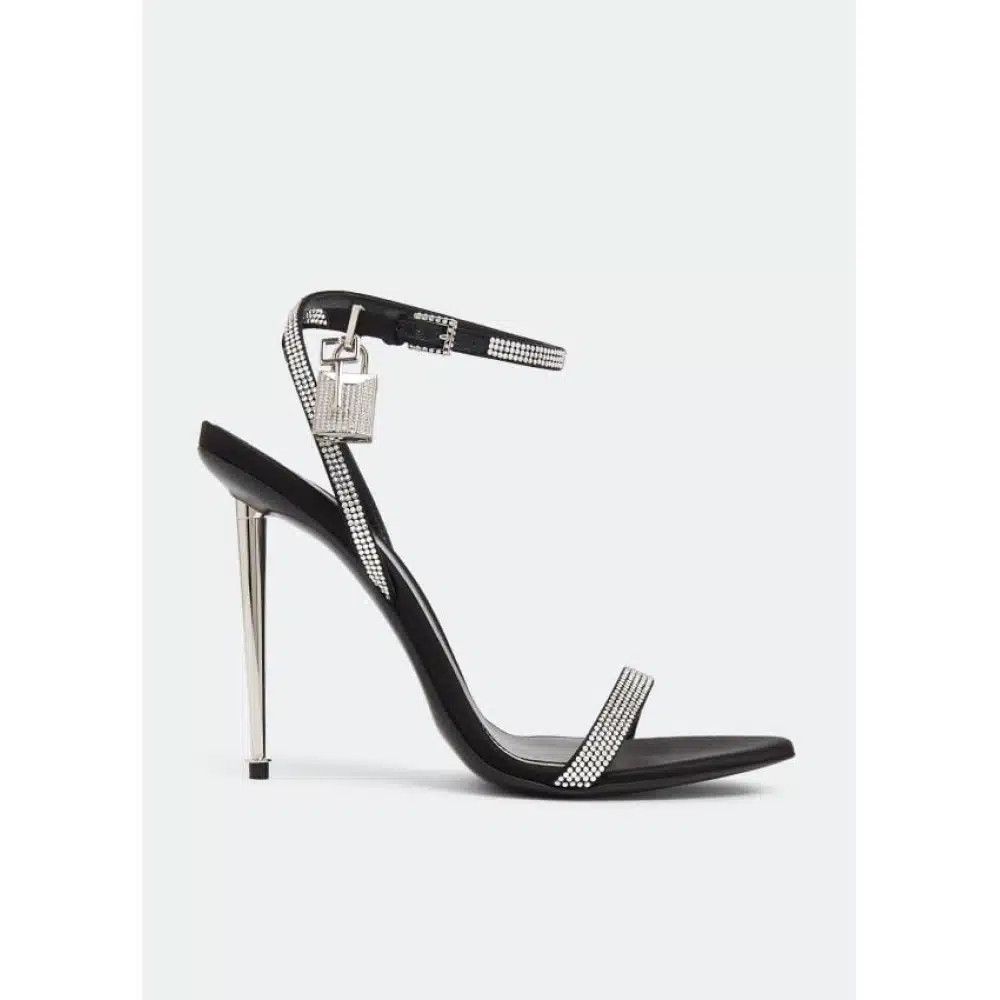 Tom Ford o1loc1c1224 W2272 Padlock Naked Sandals in Black Silver Size US 7 / IT 37 - 1 Thumbnail