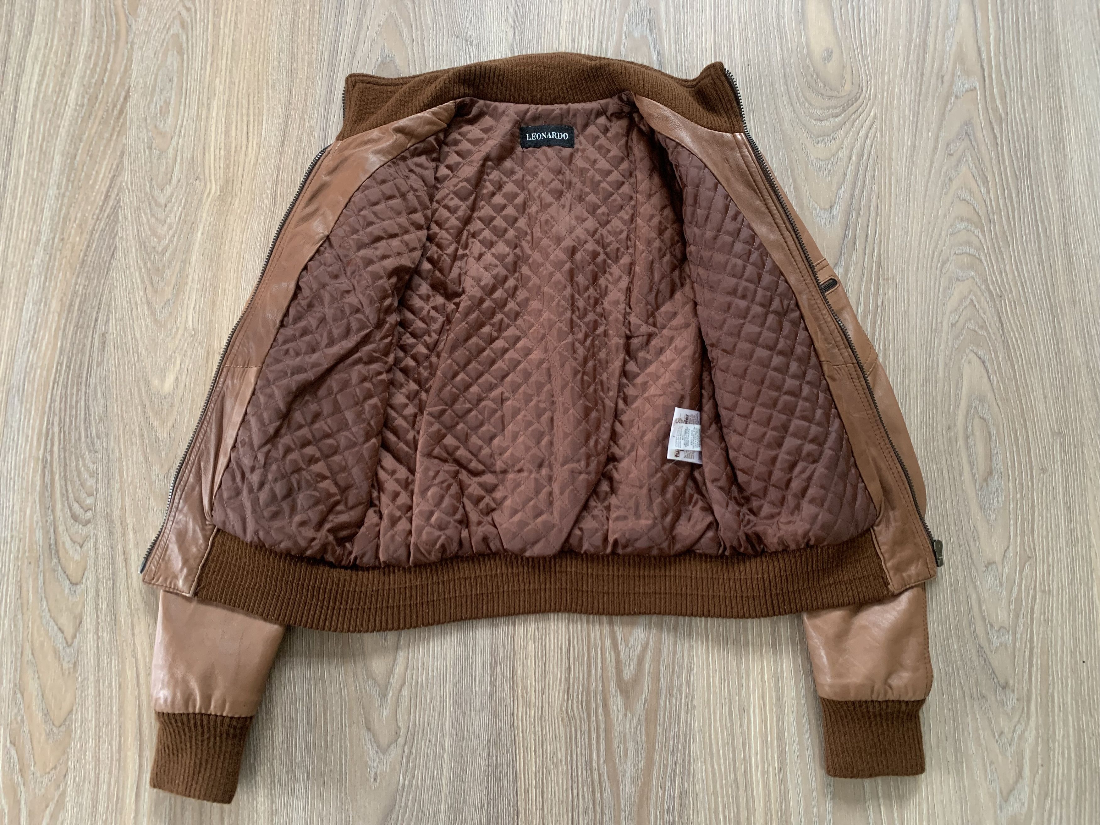 Other Leonardo Real Leather Brown Bomber Jacket Size S / US 4 / IT 40 - 3 Thumbnail