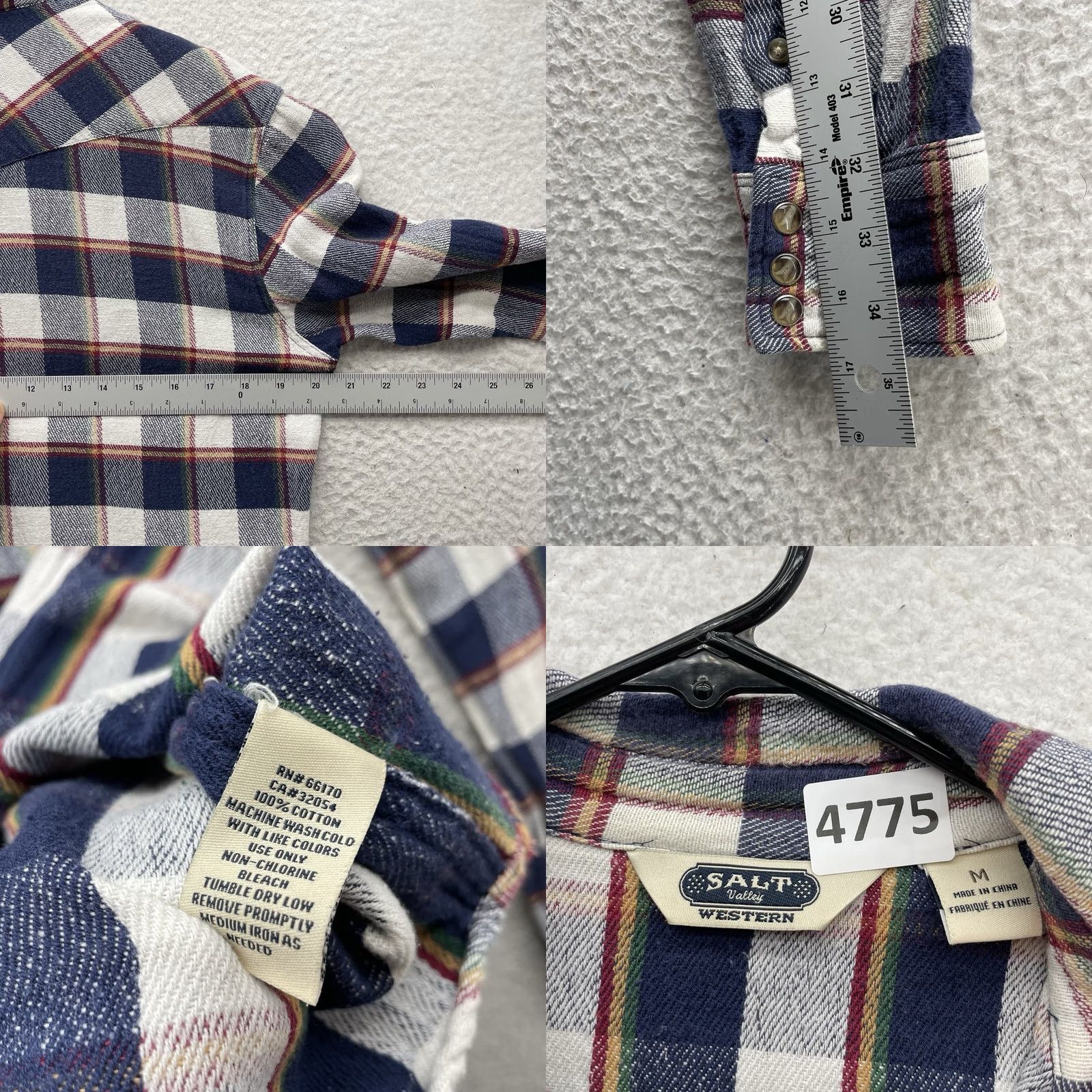 Vintage Salt Valley Shirt Mens M Western Plaid Cotton Polyester Blue Button-Up Snap Pocket Casual, Travel, Workwear Size US M / EU 48-50 / 2 - 8 Thumbnail