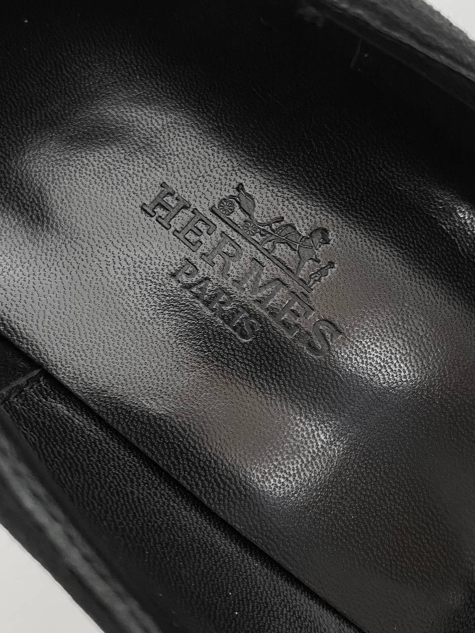 Hermes Hermes Collier Chien Black Suede Leather Silver Logo Heels Size US 7 / IT 37 - 9 Thumbnail