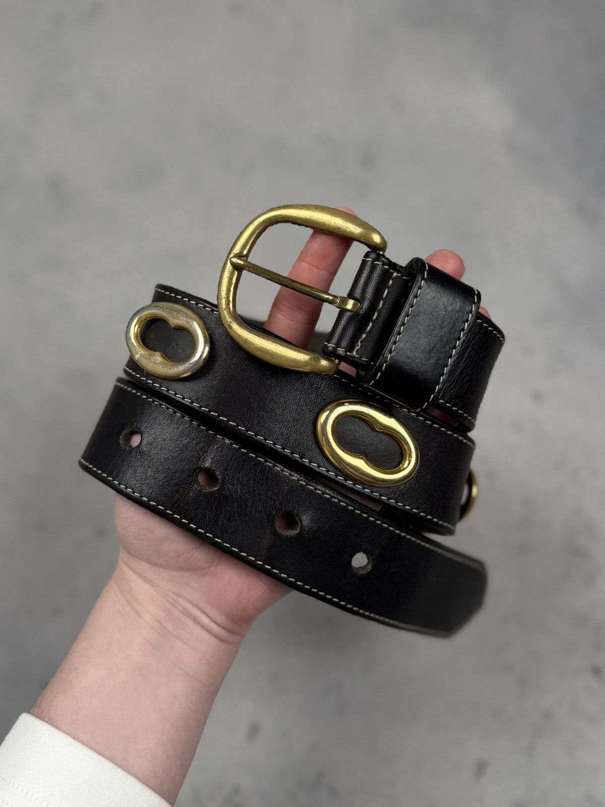 Vintage Vintage Italian Leather Belt Brass Hardware Statement Piece Size ONE SIZE - 15 Thumbnail