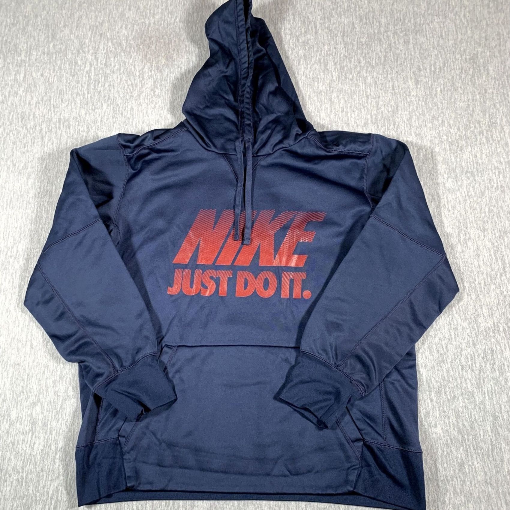 Nike Nike Dri-FIT Hoodie Mens Large Navy Blue Just Do It Pullover Graphic Sweatshirt Size US L / EU 52-54 / 3 - 2 Thumbnail