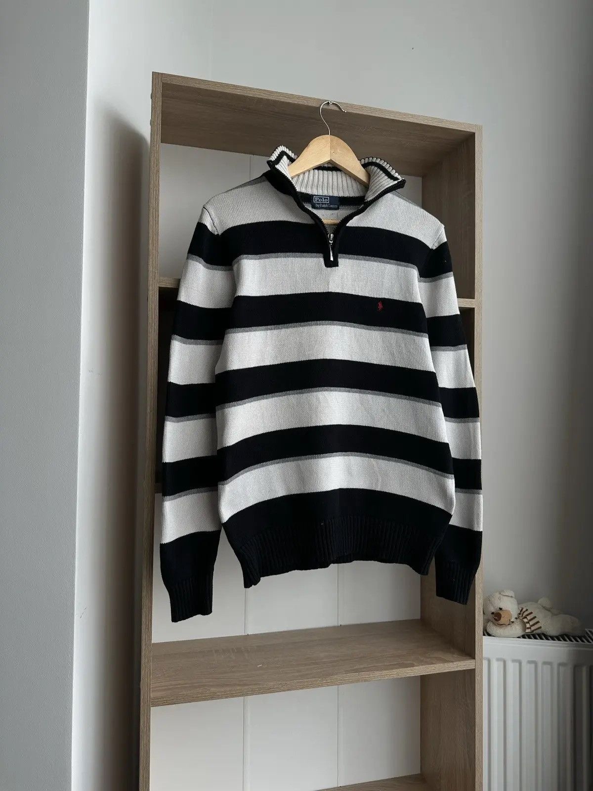 Polo Ralph Lauren × Vintage Vintage PRL Navy Polo Ralph Lauren 1/4 Zip Sweater Size US M / EU 48-50 / 2 - 1 Thumbnail