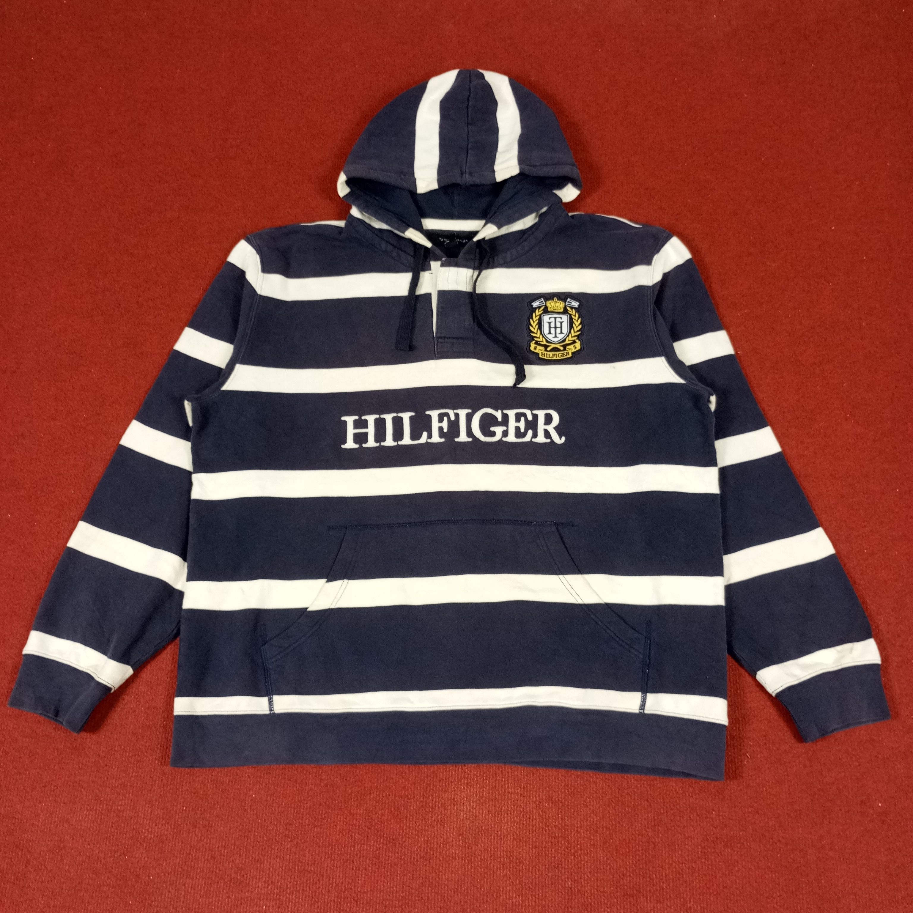 Tommy Hilfiger Tommy Hilfiger Center Spellout Stripes Design Hoodies Size US XL / EU 56 / 4 - 1 Thumbnail