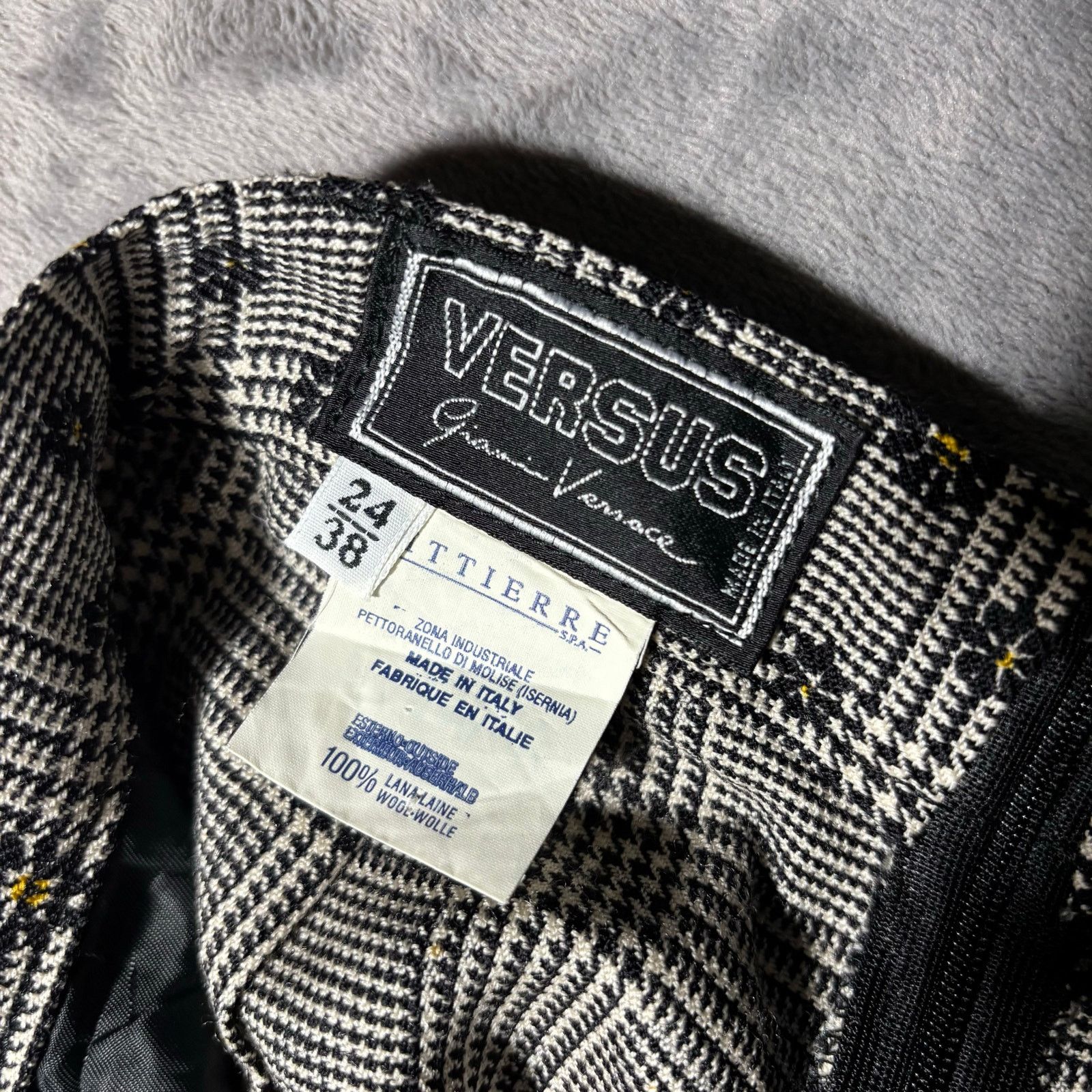 Versace Vtg Gianni Versace Versus Trousers Houndstooth Floral Wool Size 26" / US 2 / IT 38 - 6 Thumbnail