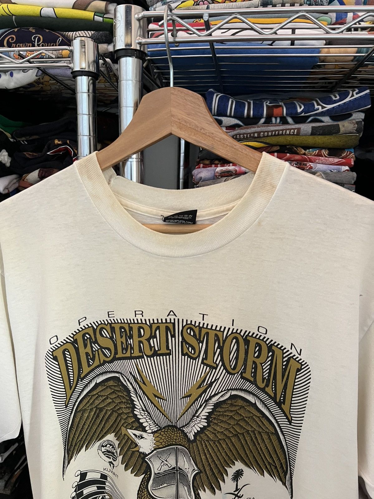 Vintage 1991 Operation Desert Storm Single Stitch Sceen Stars Army Size US L / EU 52-54 / 3 - 4 Thumbnail