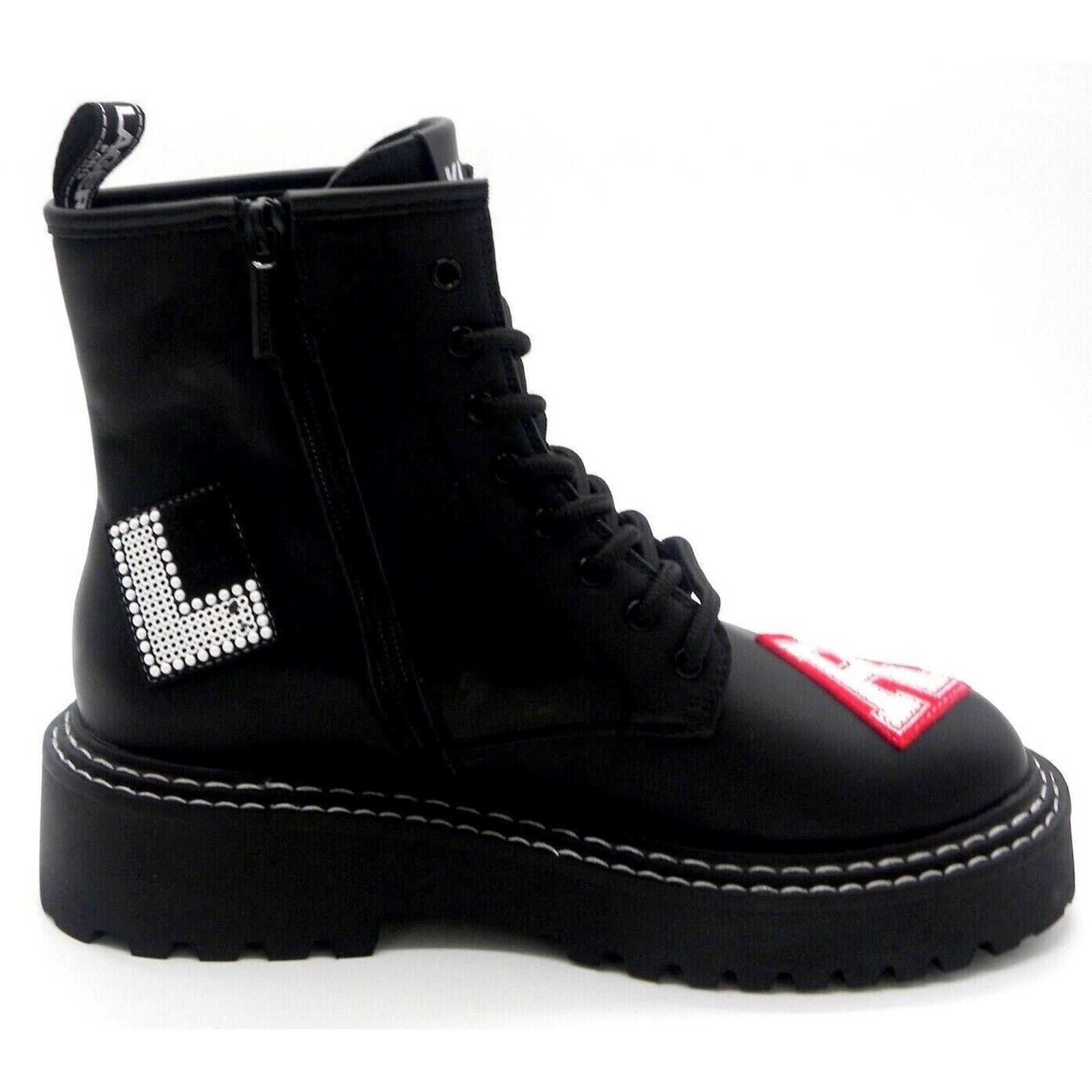 Karl Lagerfeld KARL LAGERFELD PARIS DIXIE LOGO PATCH BLACK COMBAT BOOTS 7.5 Size US 7.5 / IT 37.5 - 6 Thumbnail