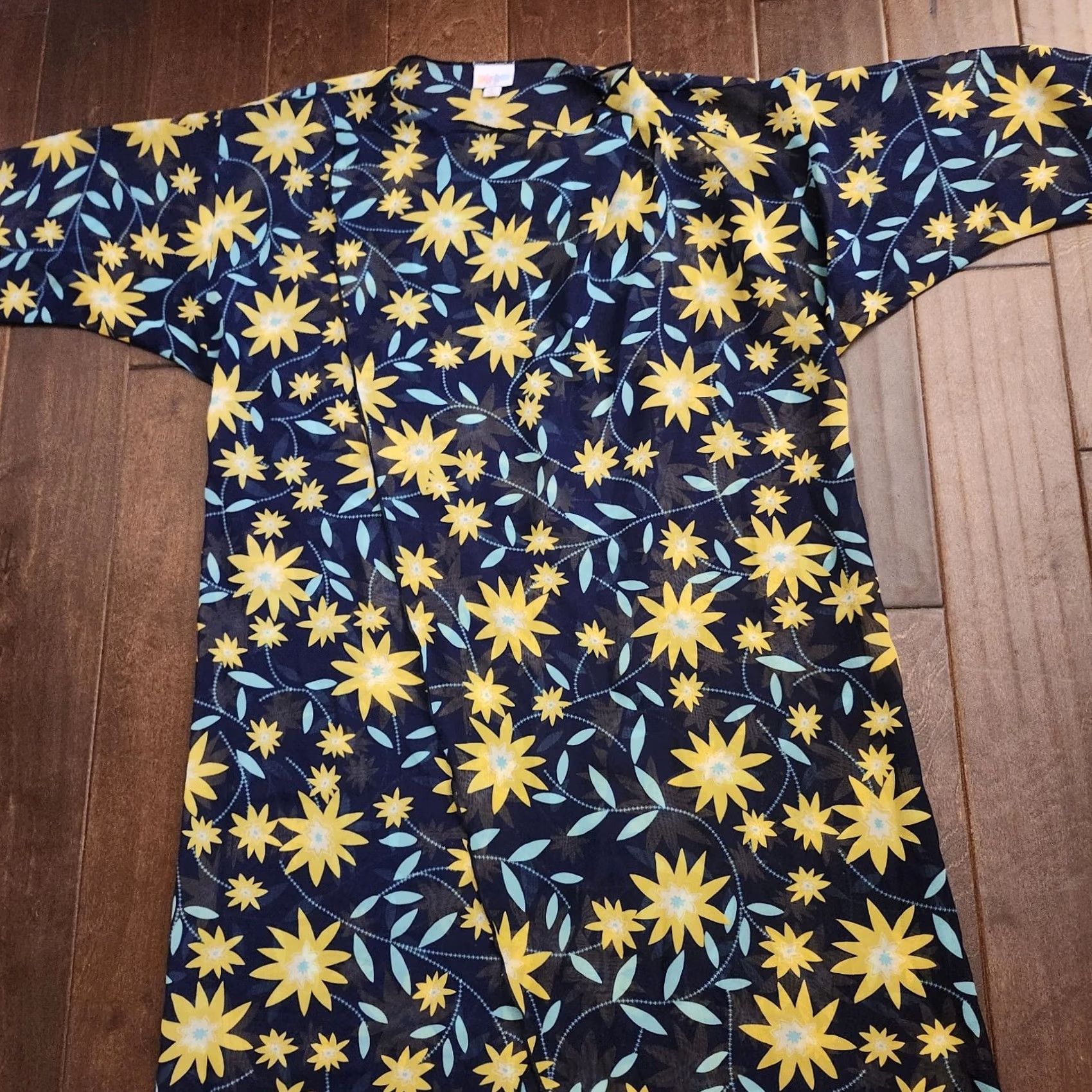 Vintage VINTAGE LuLaRoe Shirley Kimono Womens M Floral Yellow Blue Open Front Cardigan Size M / US 6-8 / IT 42-44 - 3 Thumbnail