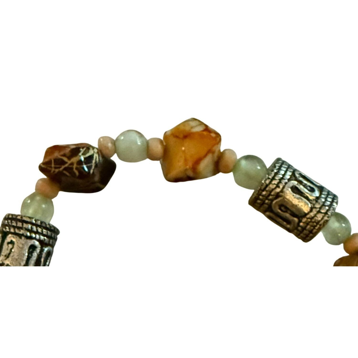 Other Natural Stone Agate and Jade Bali Beaded Bracelet With Silve Size ONE SIZE - 2 Thumbnail
