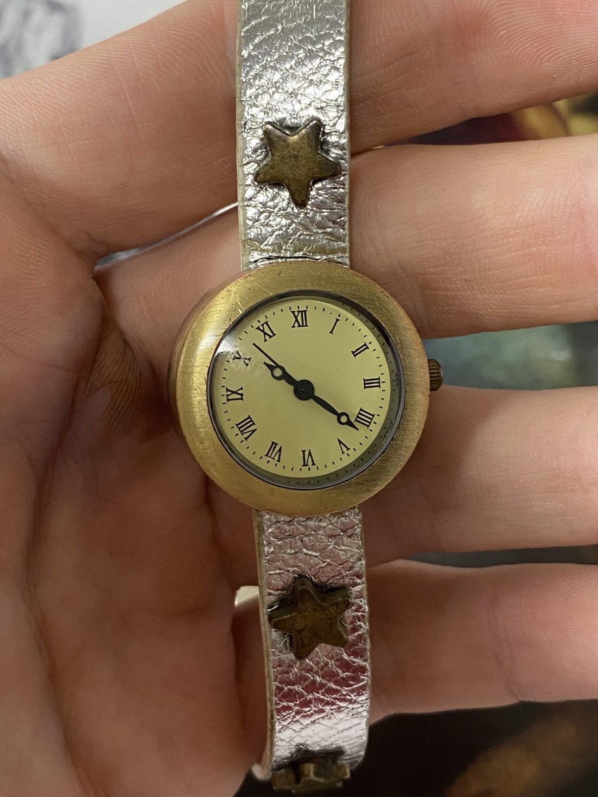 Japanese Brand Vintage Boho Star Wrap Watch Silver Leather Bronze Tone Size ONE SIZE - 4 Thumbnail