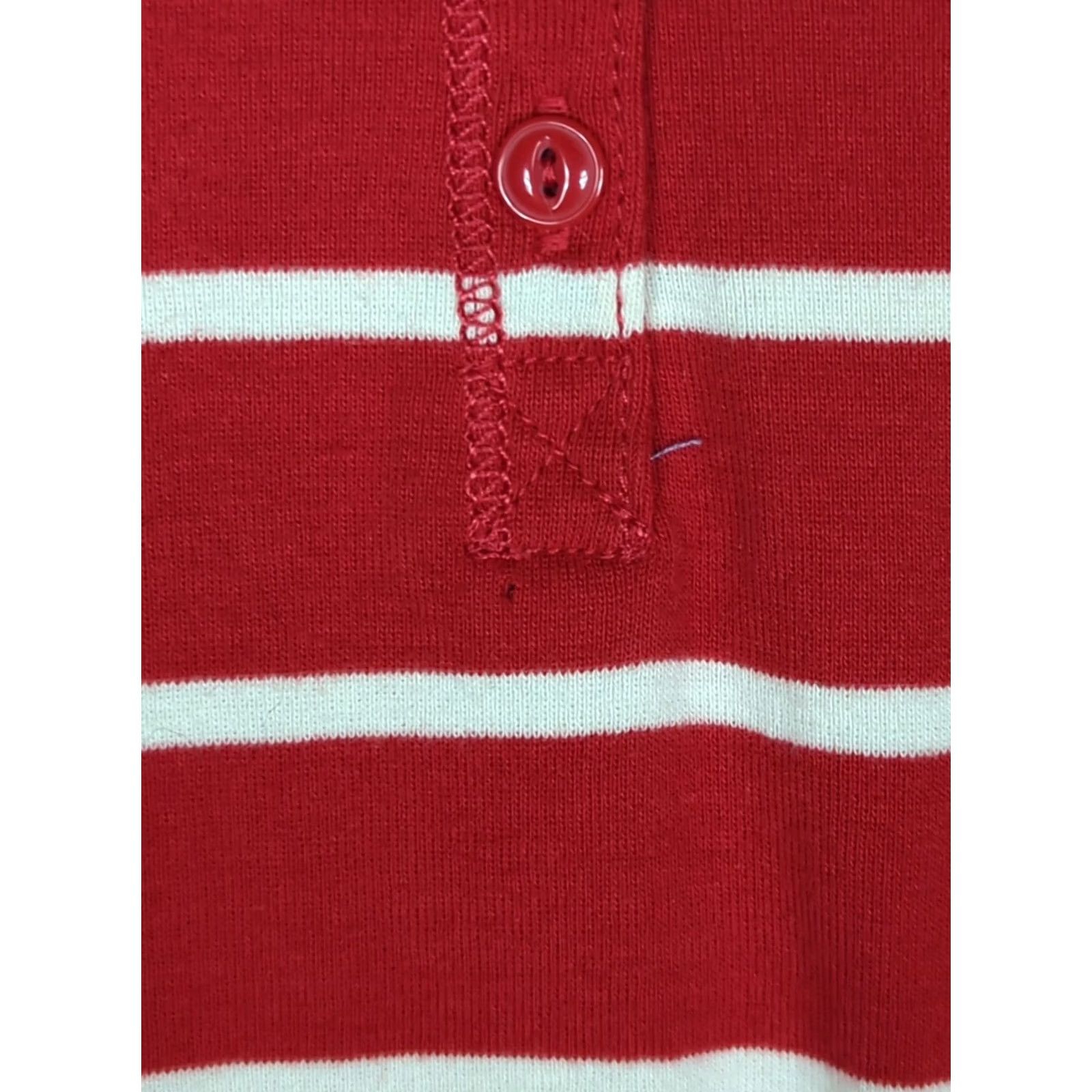 Ralph Lauren VINTAGE Lauren Ralph Lauren Top Women M Red Striped 3/4 Sleeve 100% Cotton Henley Shirt Size M / US 6-8 / IT 42-44 - 4 Thumbnail