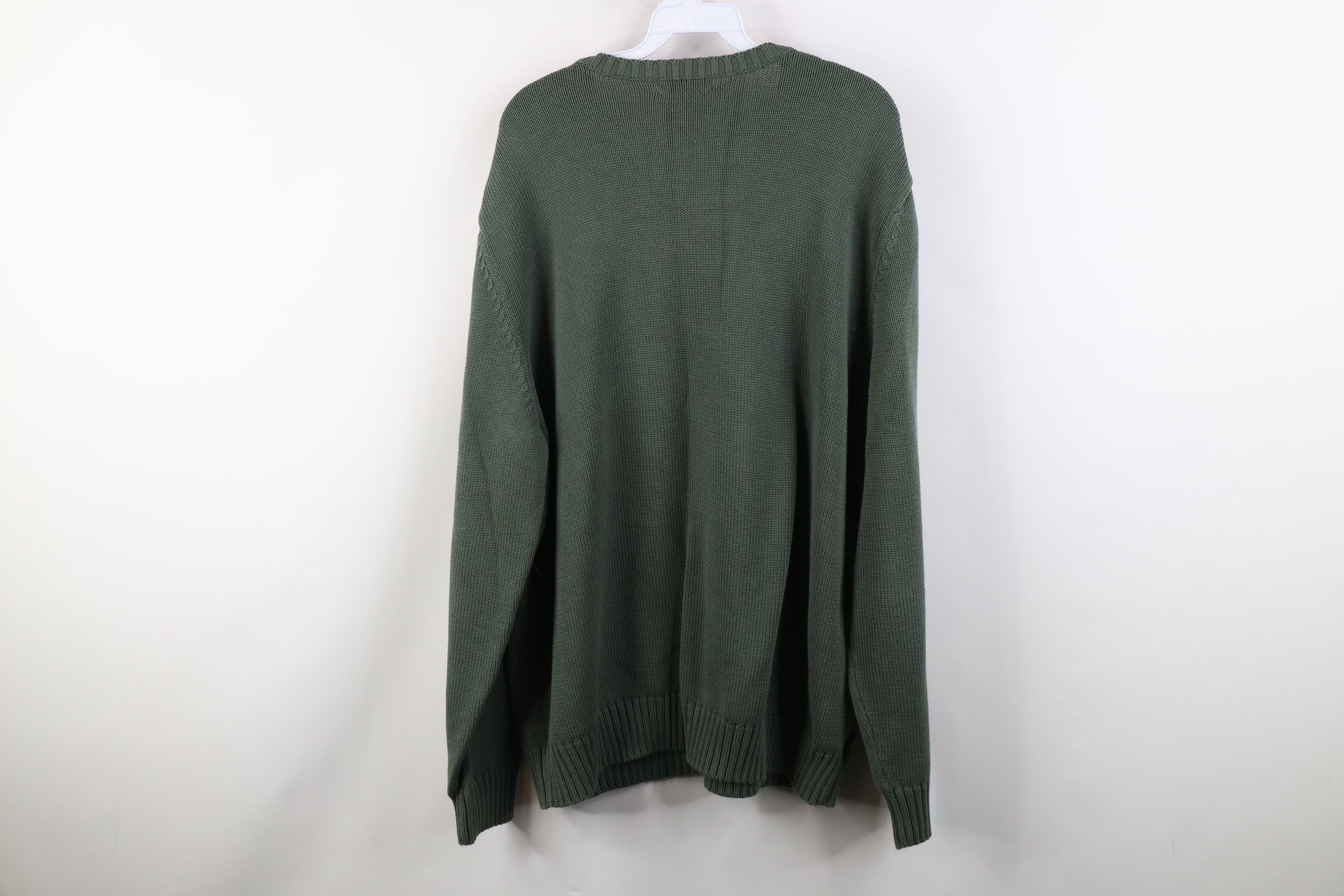 Lands' End Vintage 90s Lands End Cotton Knit Crewneck Sweater Green Size US XL / EU 56 / 4 - 8 Thumbnail