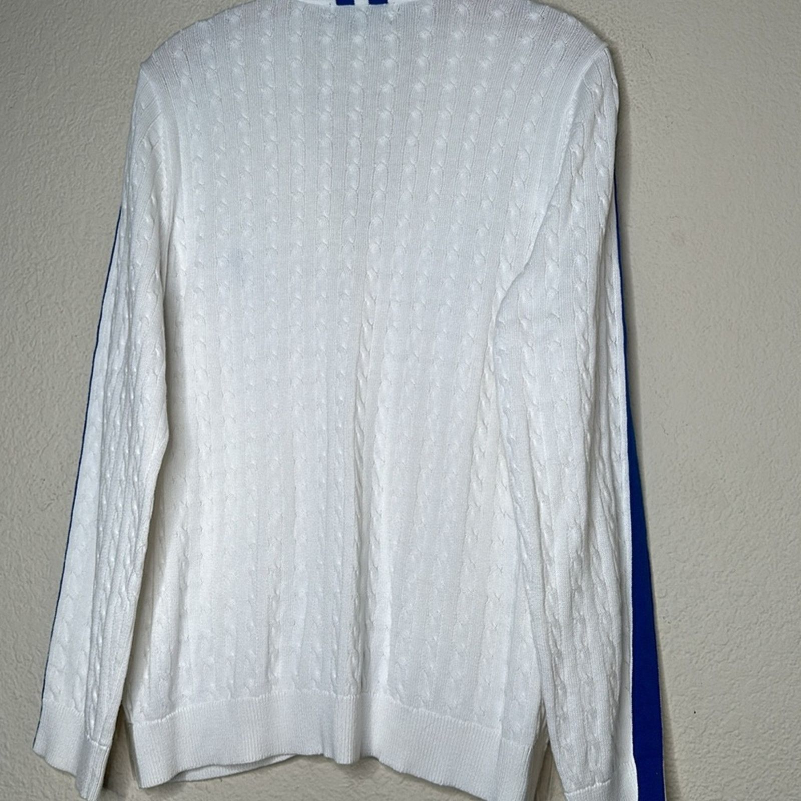 Lauren Ralph Lauren × Vintage VTG Ralph Lauren Cable Knit White Blue Logo Sweater XL Size XL / US 12-14 / IT 48-50 - 10 Thumbnail