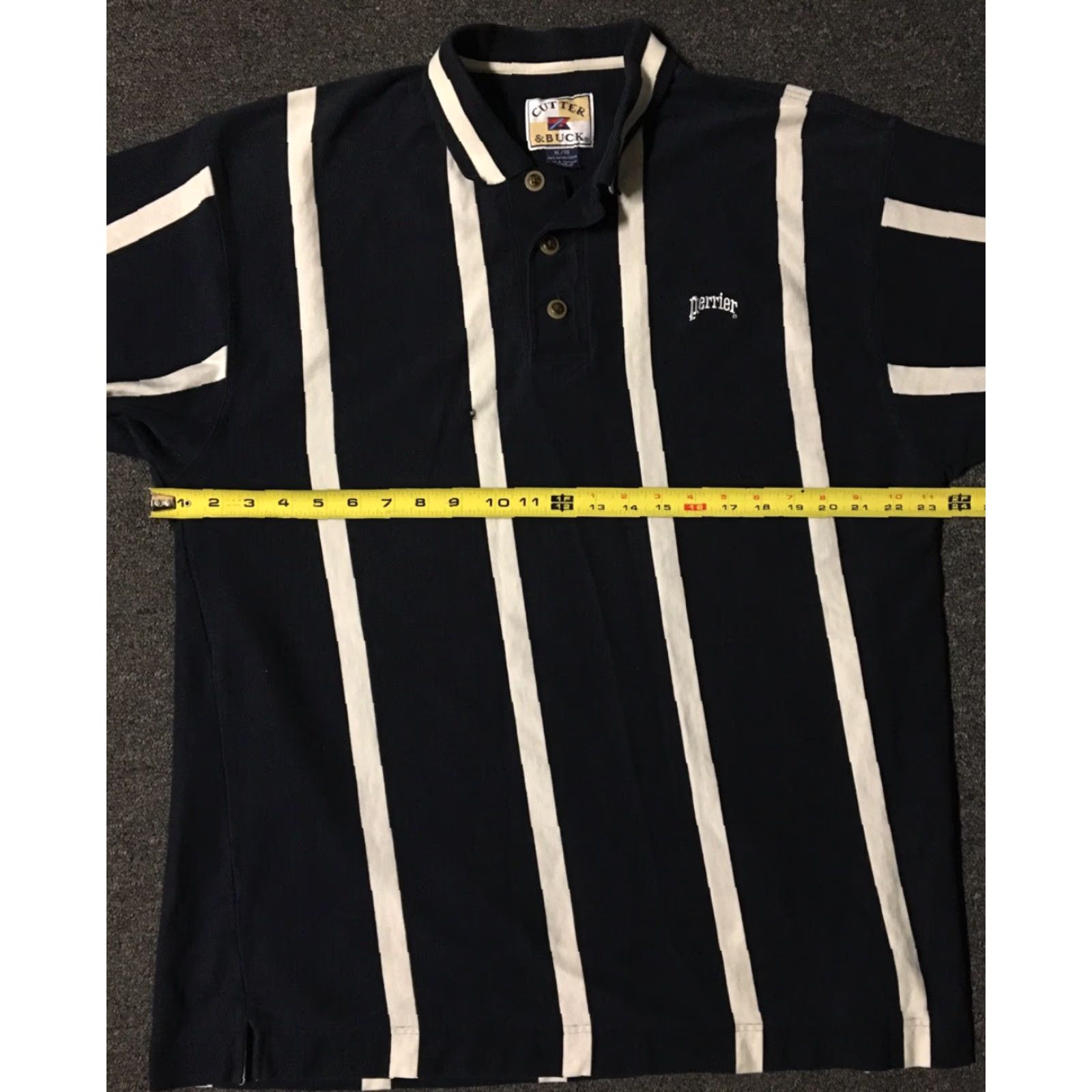 Vintage VINTAGE Perrier Sparkling Water Striped Promo Polo Shirt XL Blue Men Polo Shirt 90s USA Shirt Size US XL / EU 56 / 4 - 6 Thumbnail