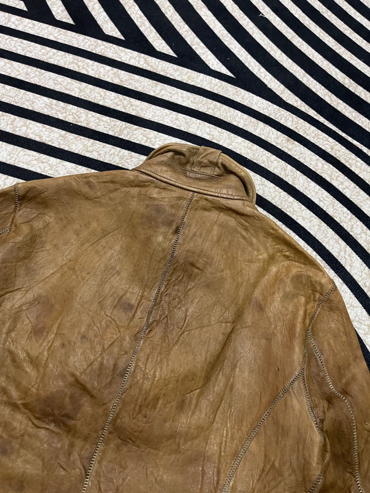 Shellac 2000s SHELLAC SHEEP SKIN BIKER LEATHER JACKET RARE Size US S / EU 44-46 / 1 - 16 Thumbnail