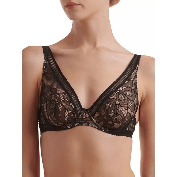 NWT Wolford Nets and Roses Full Cup Bra 36B Black Socks Intimates