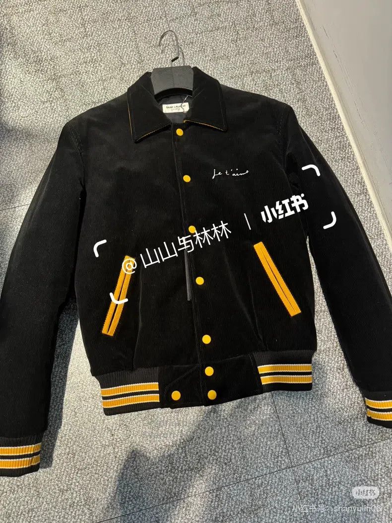 Saint Laurent Paris Saint Laurent Paris Black and Yellow Corduroy Baseball Jac Size US L / EU 52-54 / 3 - 5 Thumbnail
