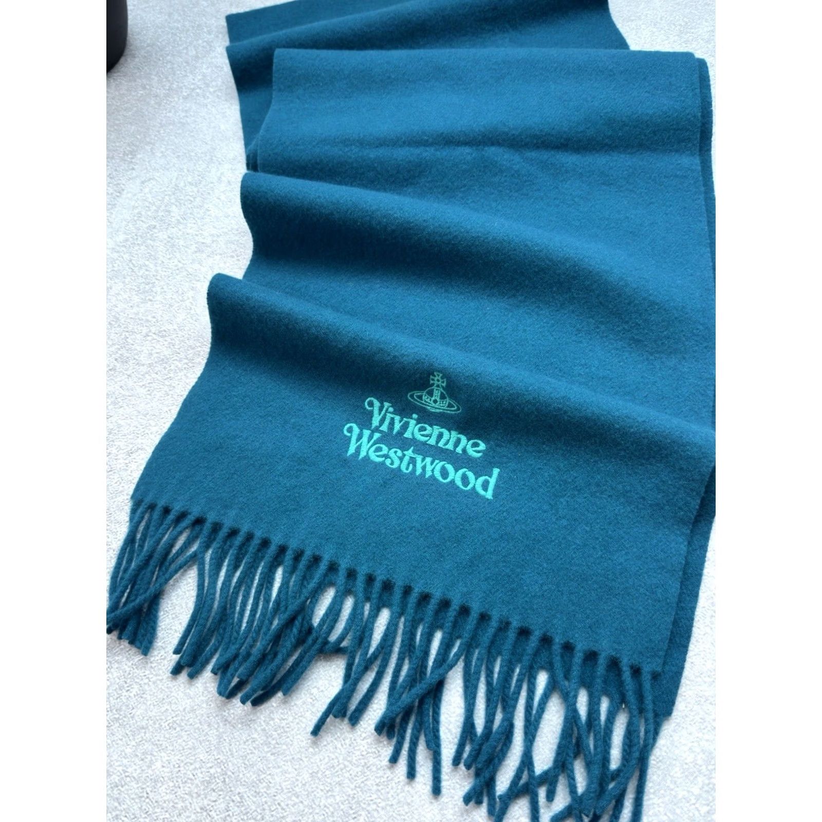 Vivienne Westwood VINTAGE Vivienne Westwood Scarf Wool Logo Blue 160/30 cm Womens Mens Boys Girls Size ONE SIZE - 3 Thumbnail