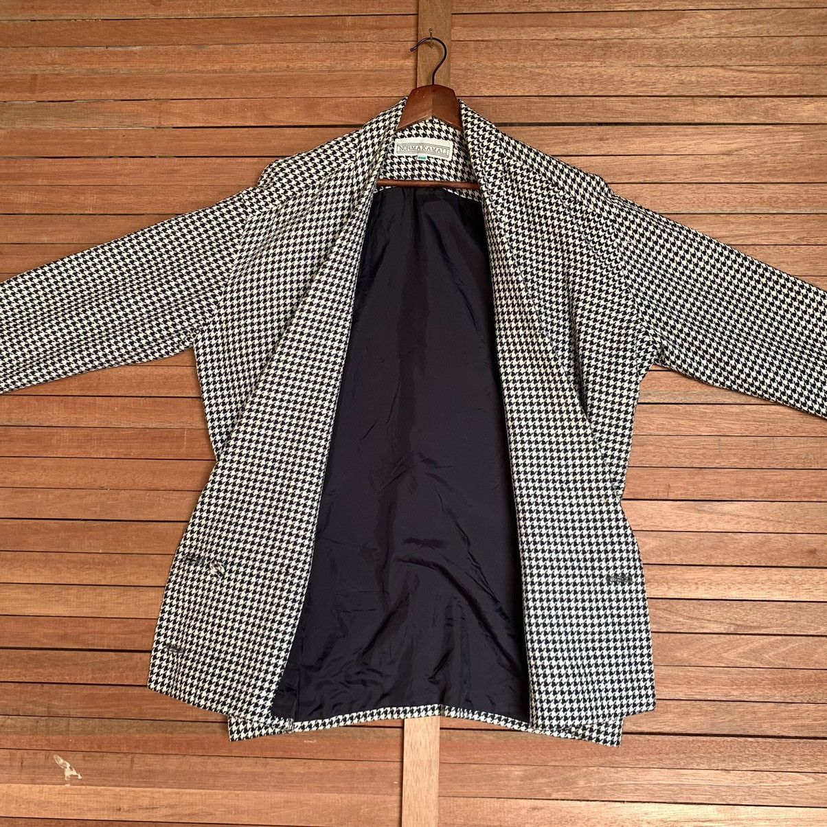 Norma Kamali VINTAGE NORMA KAMALI HOUNDSTOOTH COAT JACKET DOUBLE BREASTED Size XXL / US 16-18 / IT 52-54 - 3 Thumbnail