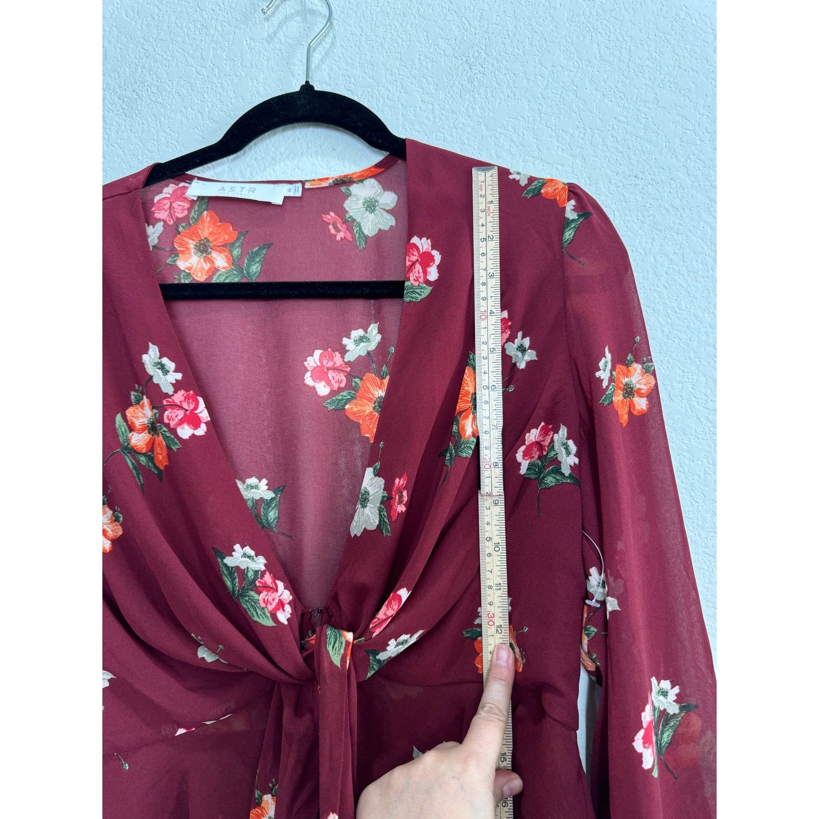 Other Women's Sheer Long Sleeve Blouse Top Maroon Medium Size M / US 6-8 / IT 42-44 - 4 Thumbnail