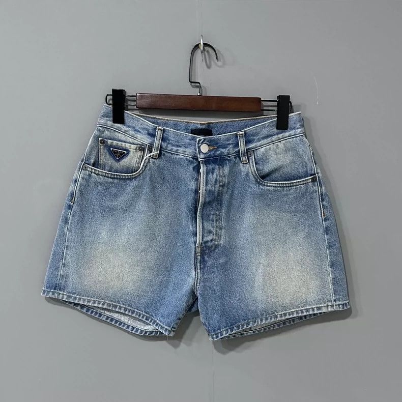 Prada Prada Pocket logo denim shorts 2502-Nextarrow Size US 30 / EU 46 - 1 Thumbnail