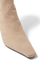 Gucci o1s1wg110225 Women's GG Knit Ankle Boots in Beige Size US 5.5 / IT 35.5 - 3 Thumbnail