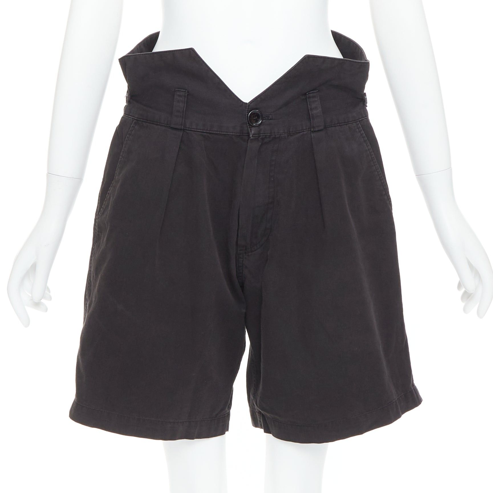Raf Simons RAF SIMONS 2006 black cotton high waist paperbag wide shorts EU50 XL Size US 32 / EU 48 - 1 Thumbnail