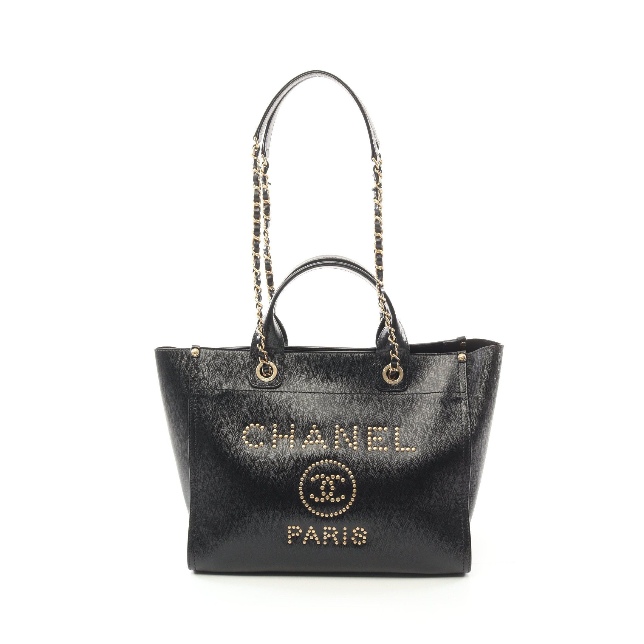 Chanel Chanel Deauville Chain Shoulder Bag Tote Caviar Skin Black Gold Hardware Size ONE SIZE - 1 Thumbnail