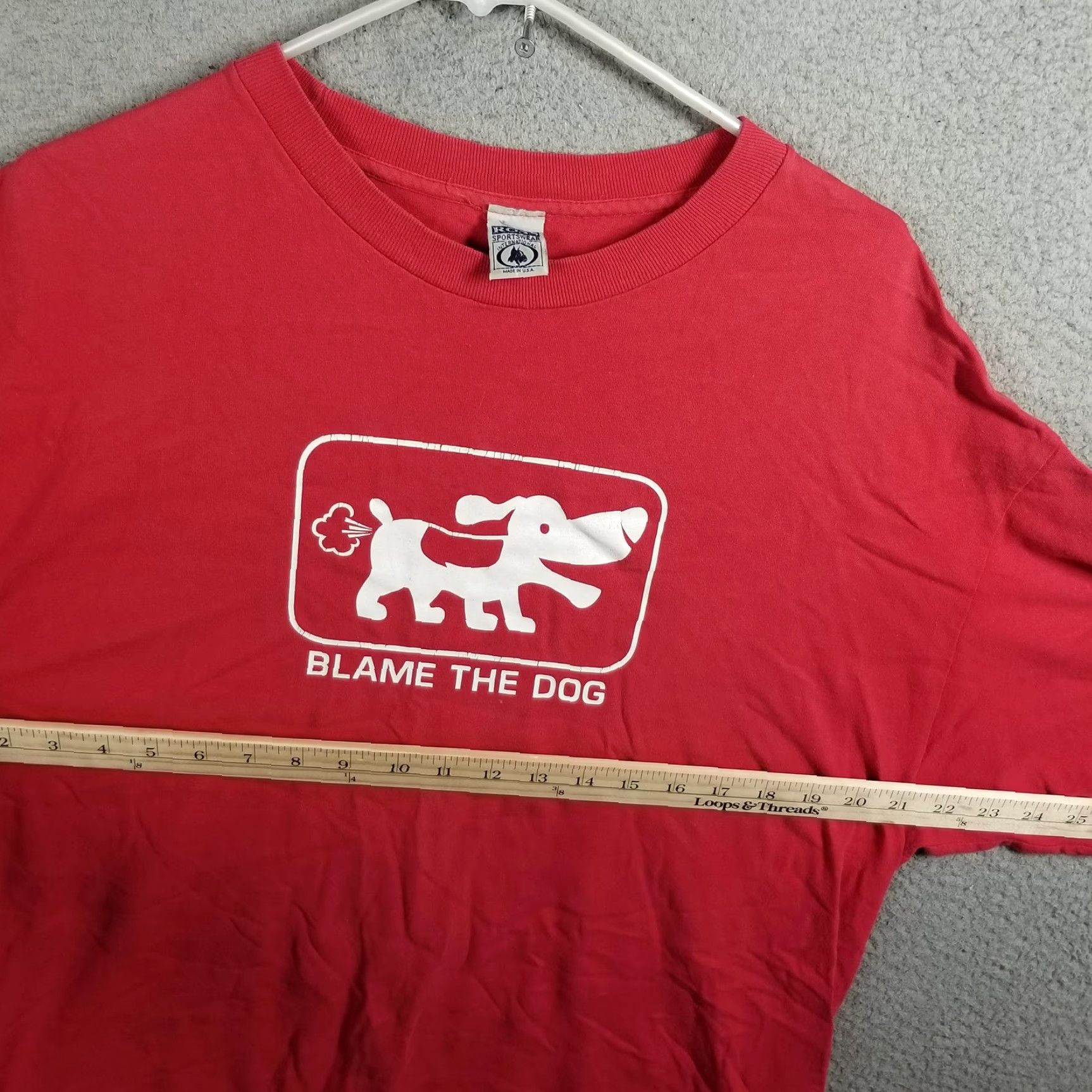 Vintage VINTAGE Blame The Dog Shirt Mens XL Red Ross Sportswear USA Funny Fart Tee 90s Size US XL / EU 56 / 4 - 7 Thumbnail
