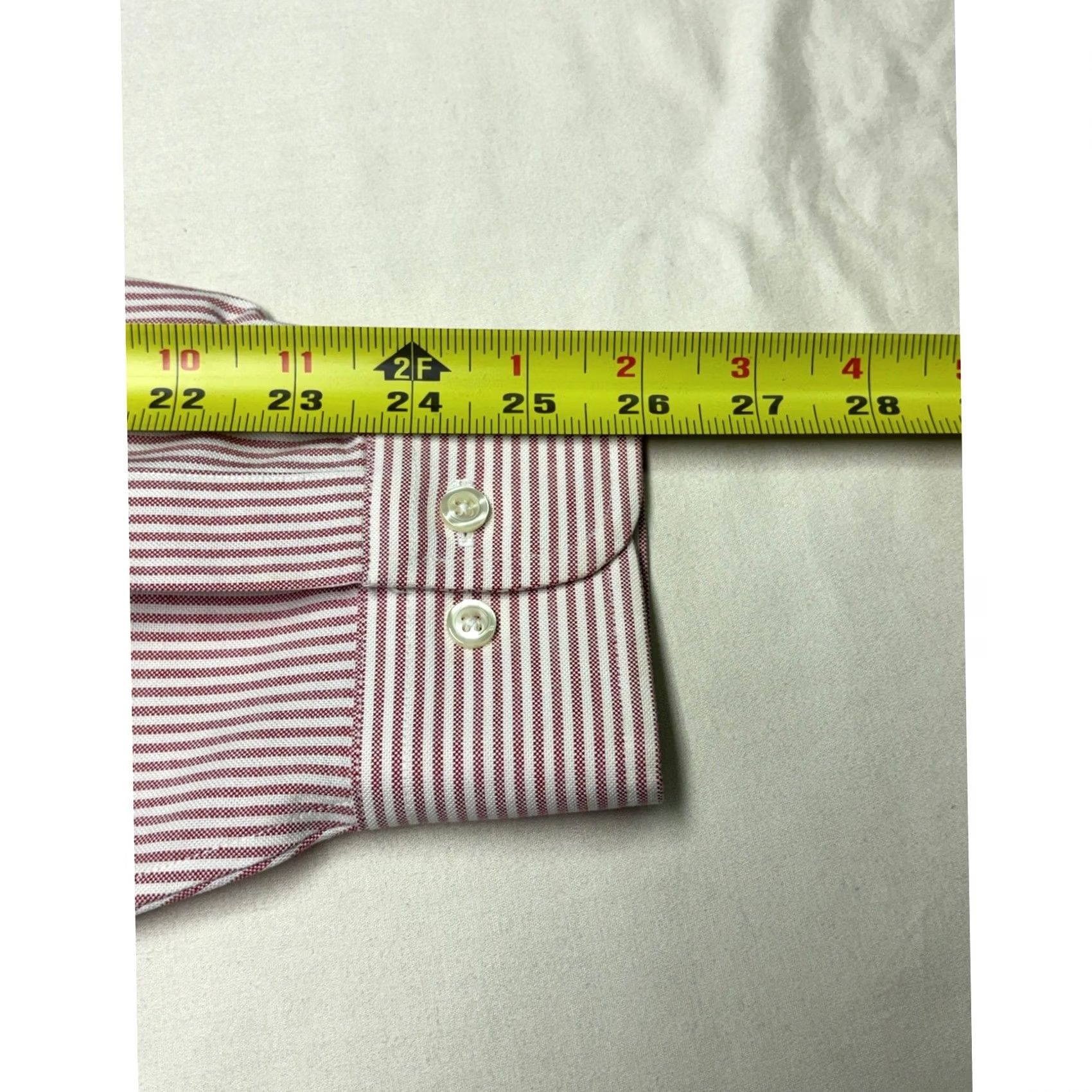 Brooks Brothers Brooks Brothers Mens Slim Fit Non Iron Stripe Button-Down Shirt 16 1/2-4/5 Red Stripe Business Casual Office Wear 45 in Mens Size US L / EU 52-54 / 3 - 8 Thumbnail