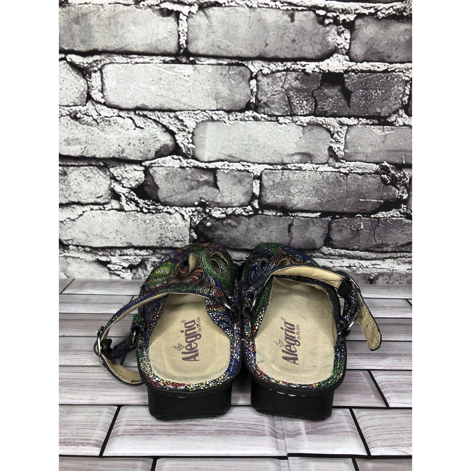 Other Alegria Fre-387 Rainbow Color Mosaic Leather Strap Clogs Sho Size US 5 / IT 35 - 4 Thumbnail